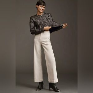 NWT Rolla’s Anthropologie Sailor High Rise Crop Wide Leg Jeans Off White Size 26